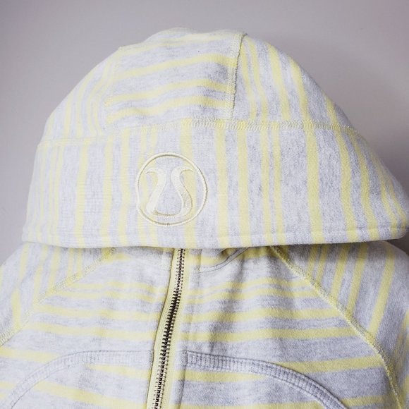 RARE! LULULEMON Striped Yellow Grey Scuba Jacket - Picture 4 of 9
